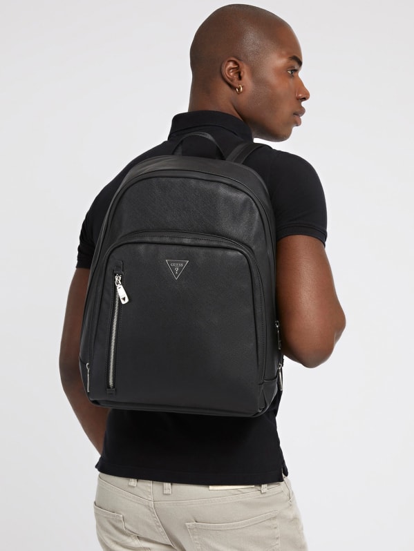Guess men's leather backpack discount