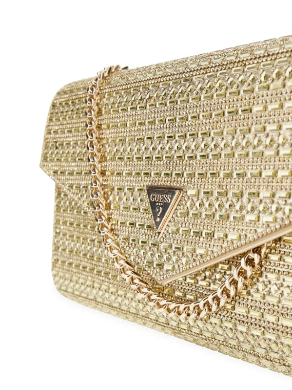 GUESS Dofy Crystal Baguette Bag Gold One Size