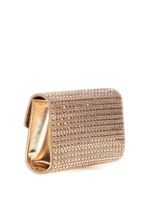 GUESS Dofy Crystal Clutch Pink One Size