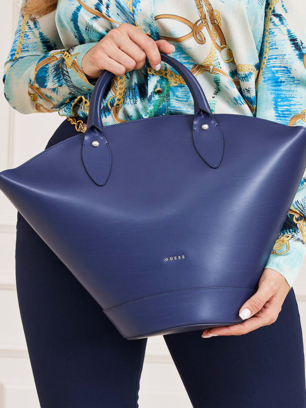 Jary Leather Medium Satchel GUESS