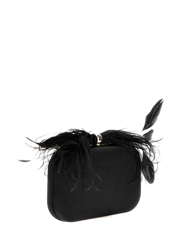 Black feather clutch bag new arrivals