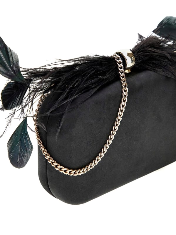 Black feather clutch online