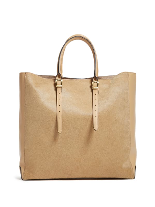 Guess Lady Luxe Leather Tote Beige Overflow