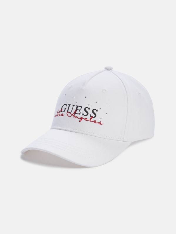 Factory Rhinestone Logo Baseball Hat White