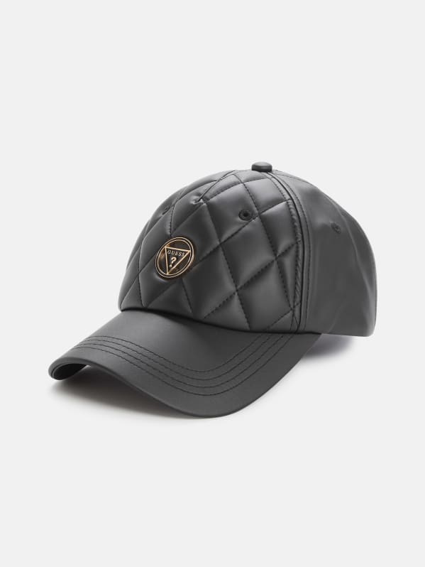 Quilted Faux Leather Baseball Hat GUESS Factory