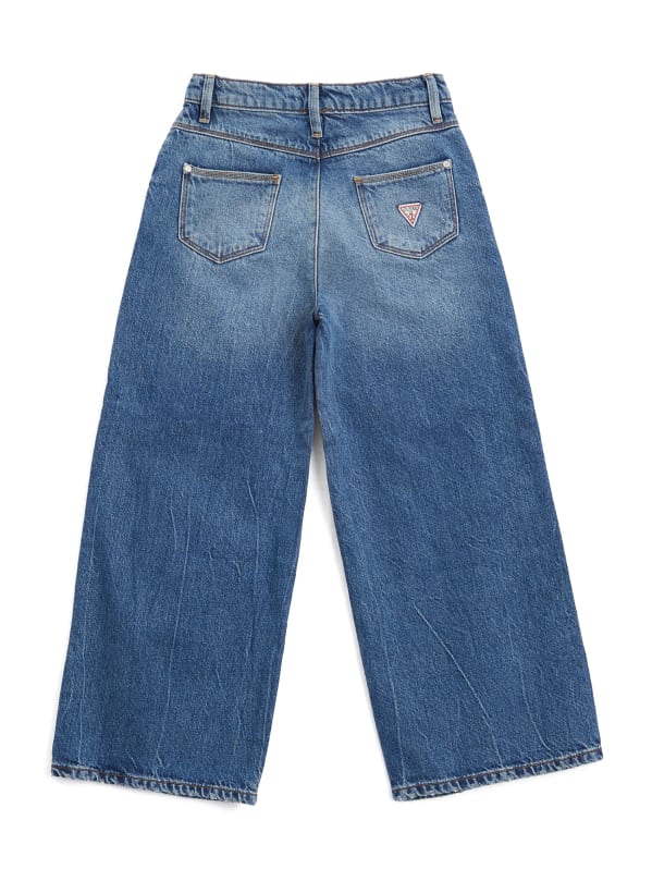C12-9 Girls blue double ruffles denim trousers girl jeans girls