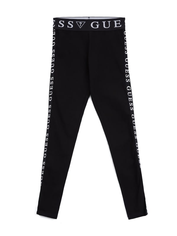 GUESS Womens Leggings 4/4, Black (Black/Pink Fluo P443), X-Large