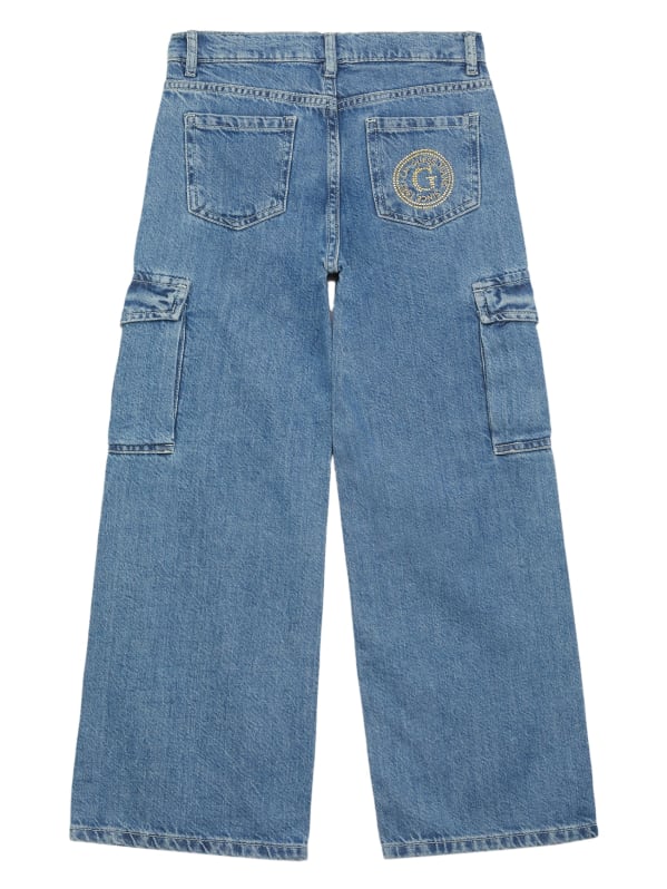 GUESS Girl s Denim Cargo Pants Blue Wash Size 7