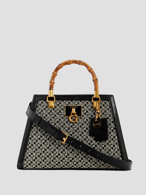 Stephi Jacquard Logo Bamboo Satchel GUESS