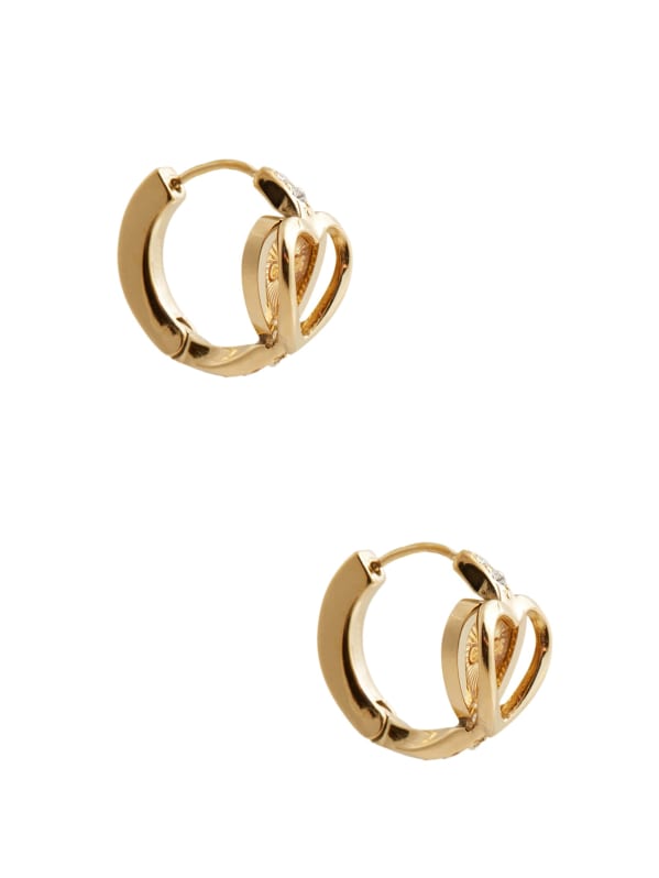 Gold Tone Heart Huggie Hoop Earrings GUESS Canada