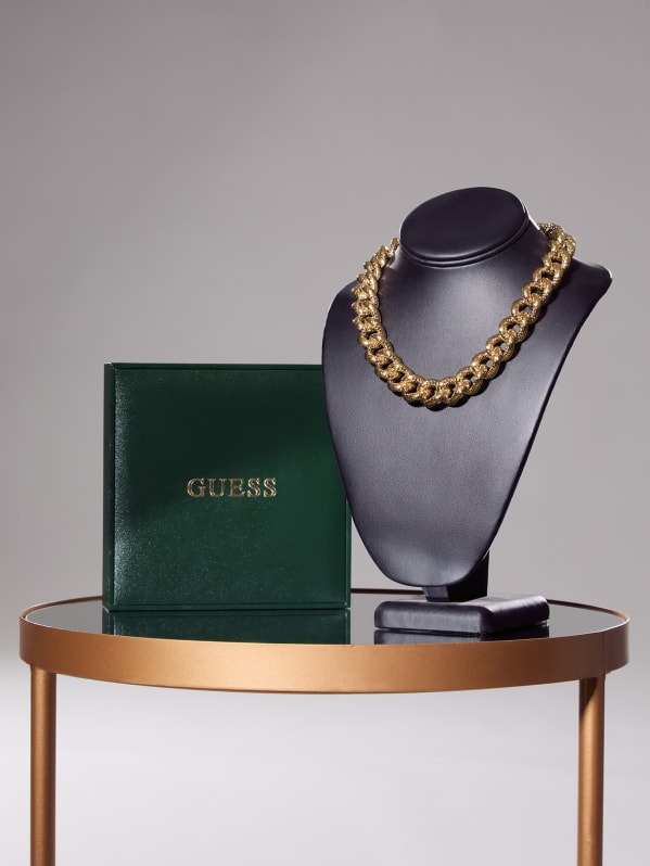 Gold Tone Textured Medium Necklace