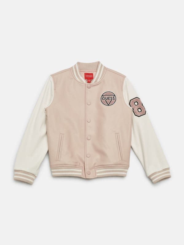 Pink guess leather jacket outlet