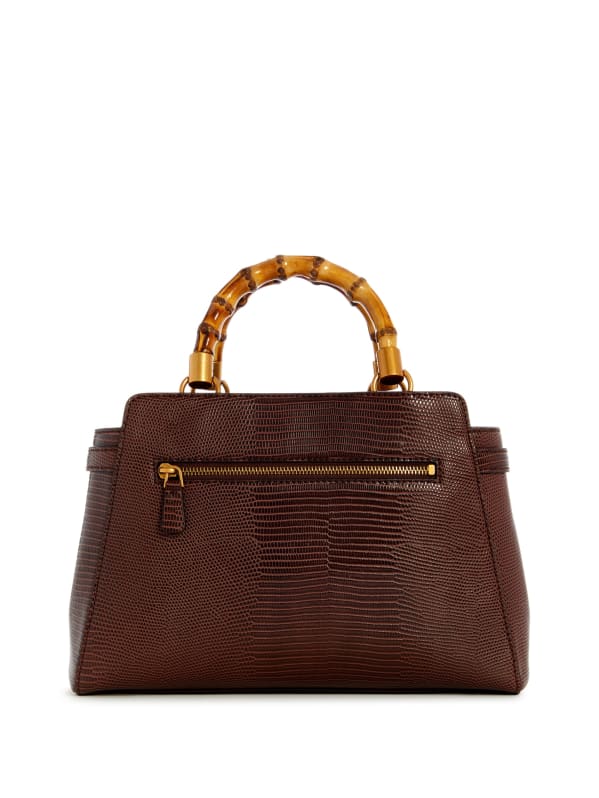 GUESS Sibel Bamboo Handle Satchel Brown One Size