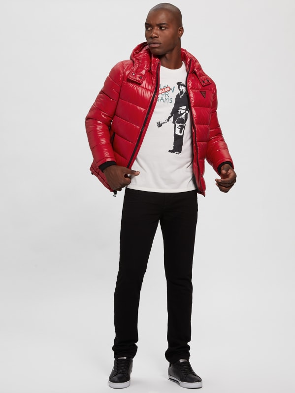 Red guess 2025 puffer jacket