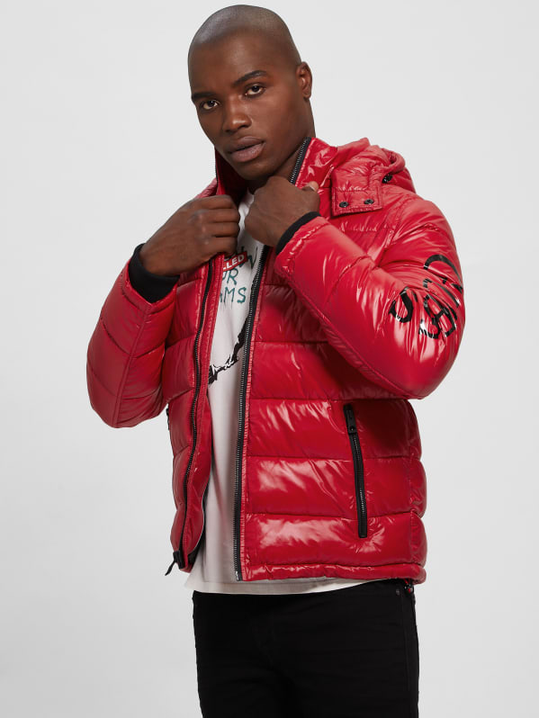 Red shiny bubble jacket sale