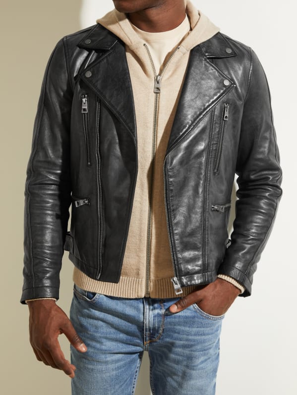 Aanvankelijk Bederven Vete Leather Biker Jacket | GUESS