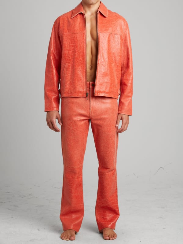 Guess red leather clearance pants