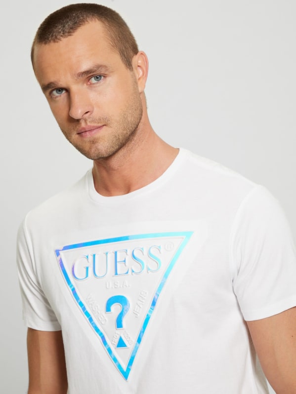 Embossed Metallic Triangle Logo Tee GUESS Canada