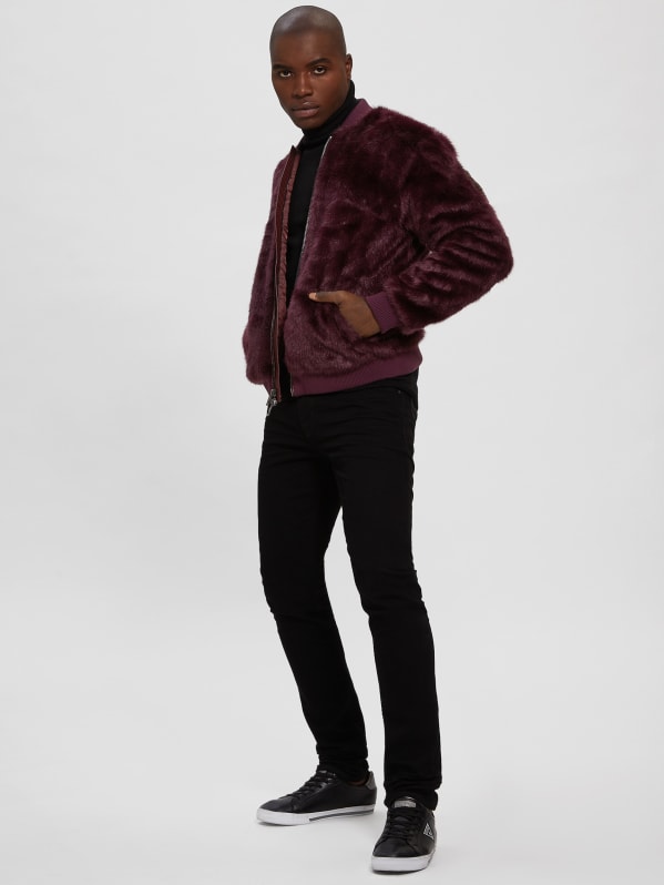 Guess faux fur logo bomber online