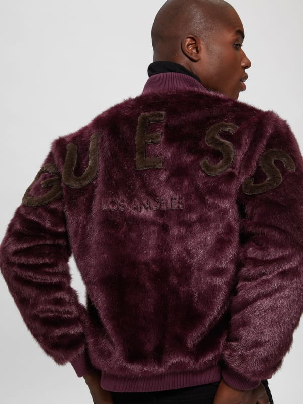 Faux Fur Logo Flight Jacket GUESS