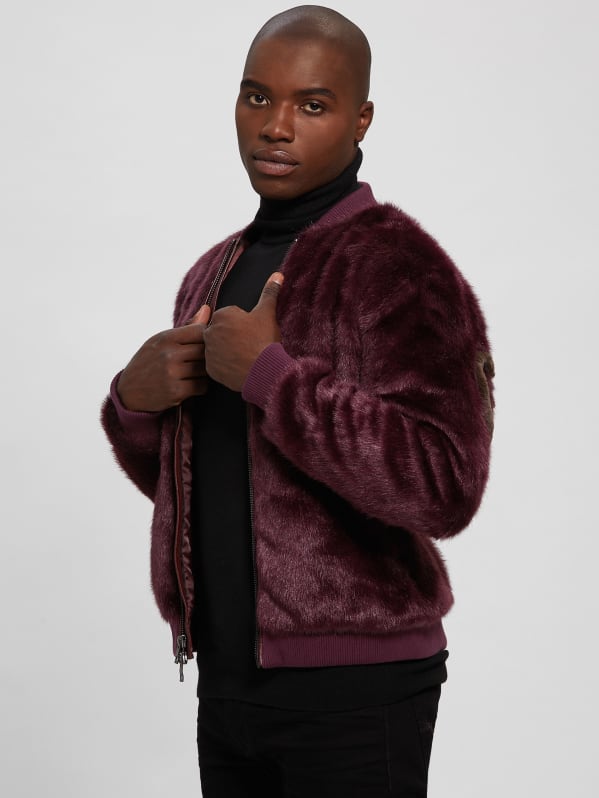 Guess fur bomber jacket sale