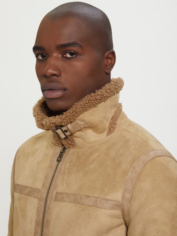 Beige shearling top jacket