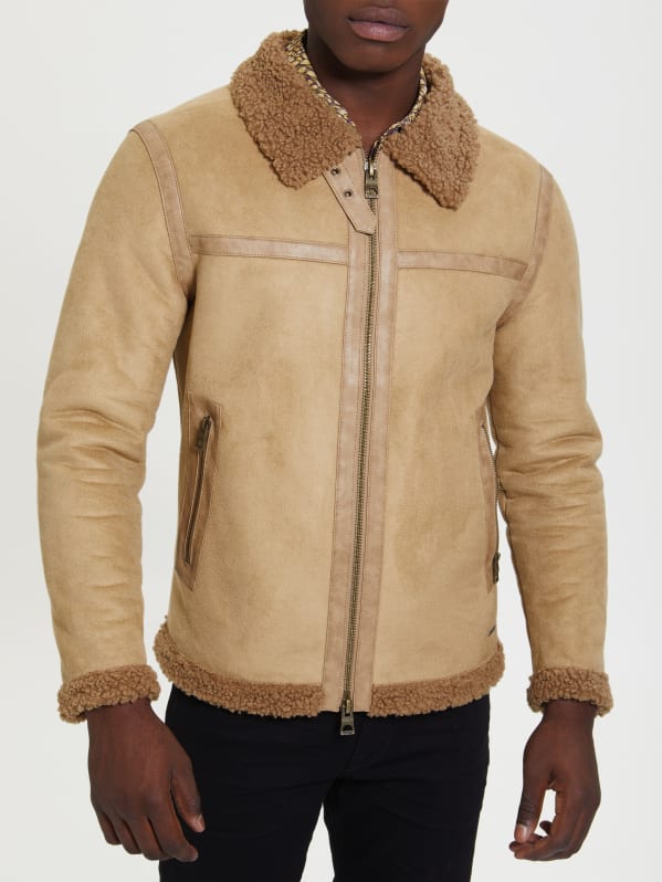 Guess shearling jacket best sale
