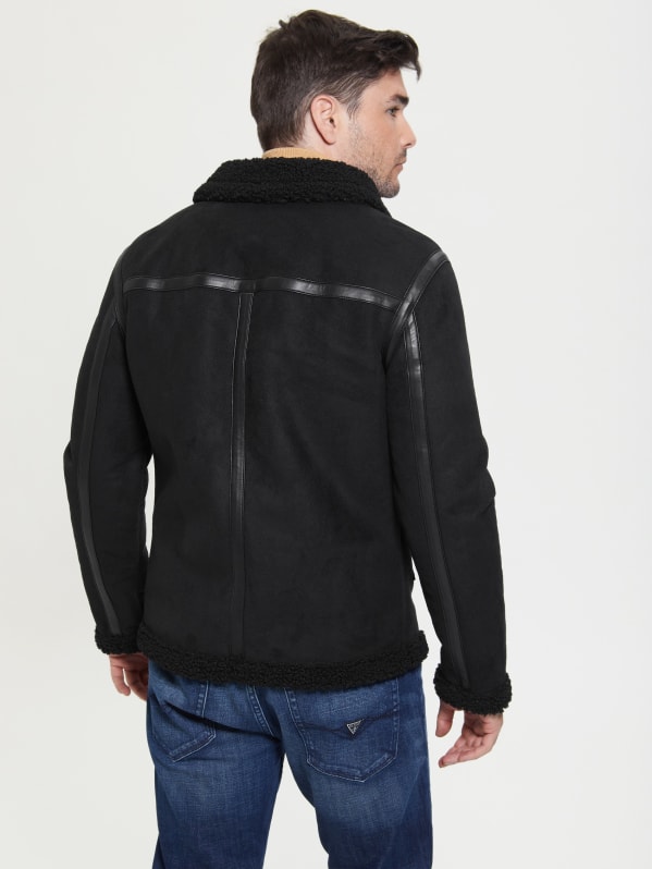 Guess shearling jacket mens discount