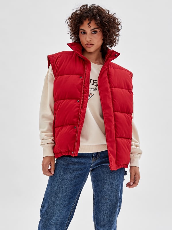 Guess men's red puffer jacket on sale