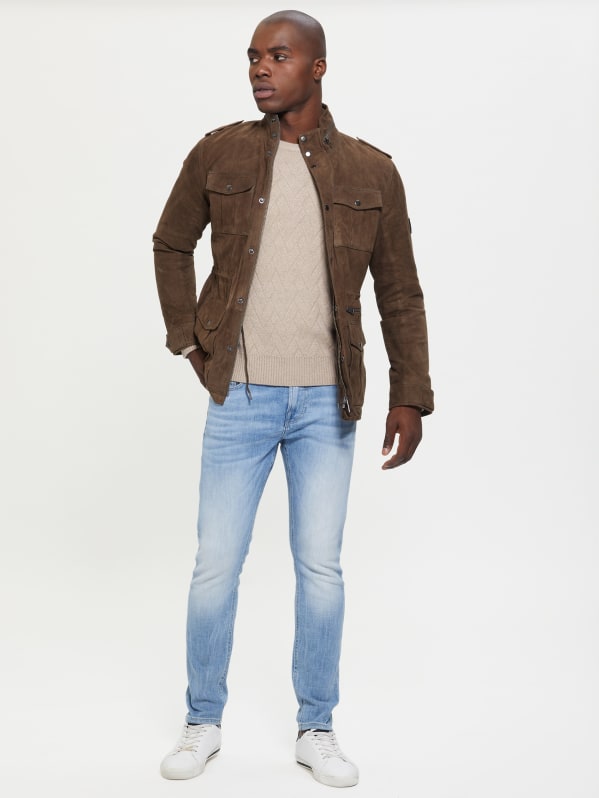 Leather utility jacket sale