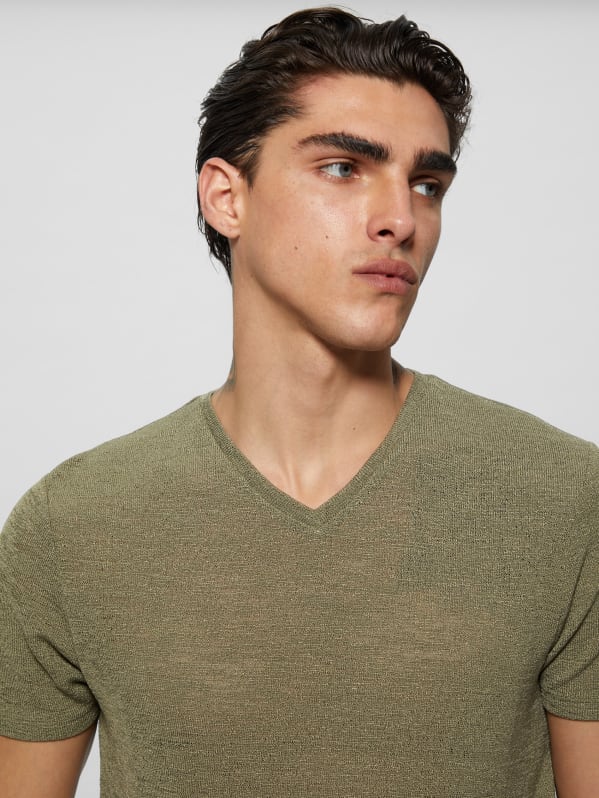 GUESS Gauze V neck Tee Green S