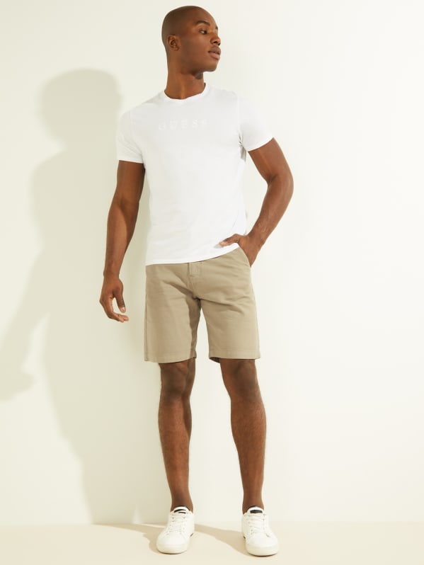 White t sales shirt khaki shorts