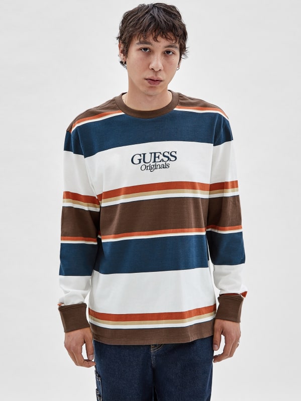 Long sleeve guess striped shirt clearance