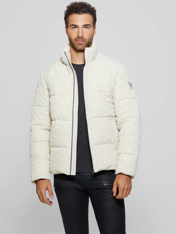 Guess white cheap puffer jacket