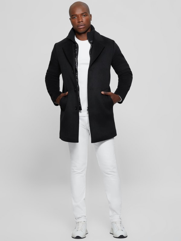 Guess black wool coat on sale