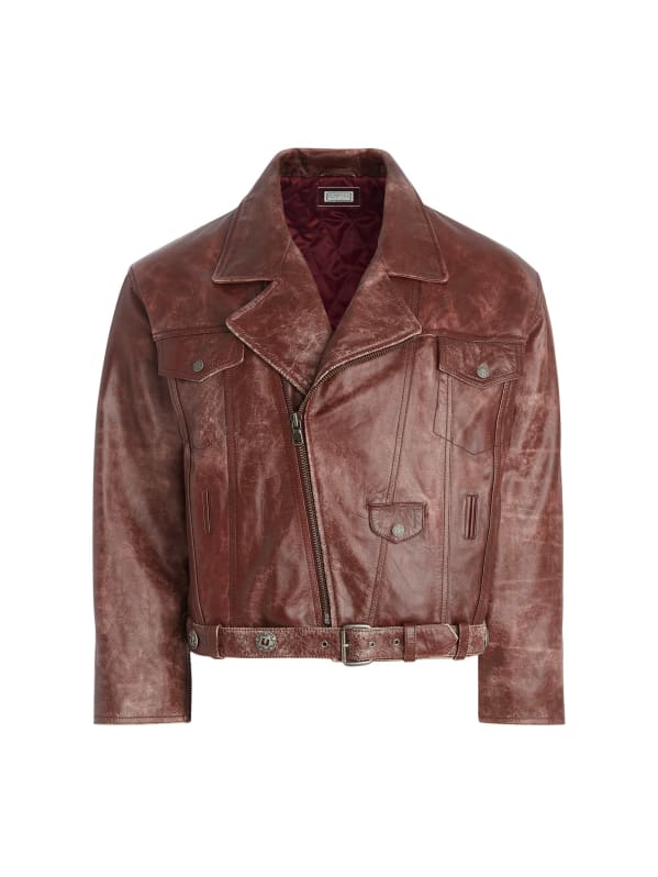 Red leather jacket guess best sale