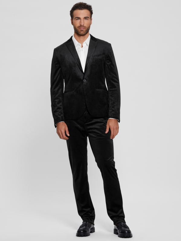 Black velvet paisley blazer hotsell