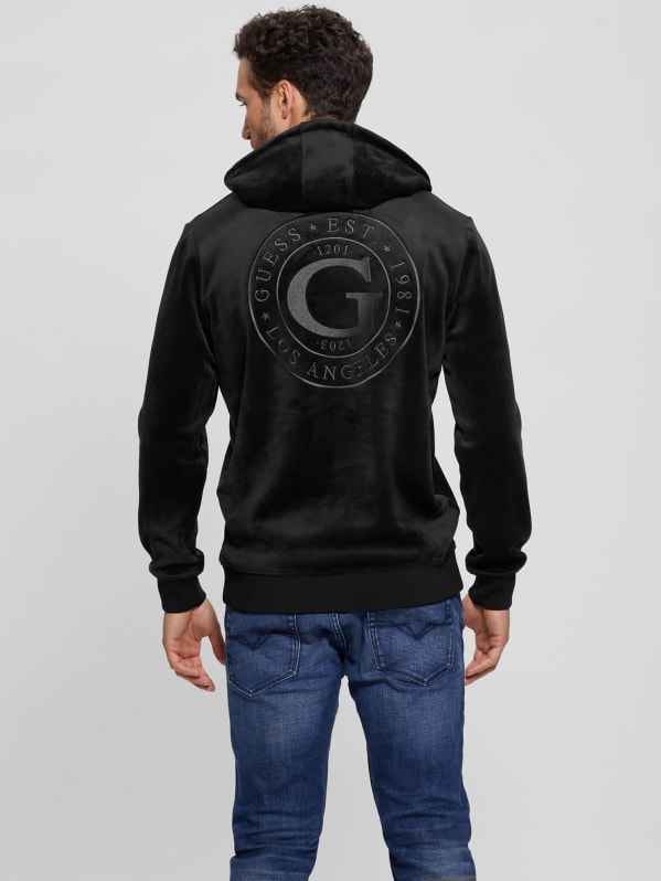 Guess logo repeat black hoodie cheap