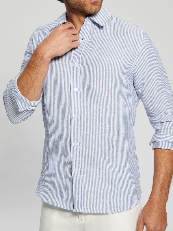 Eco Nautical Striped Linen Shirt GUESS
