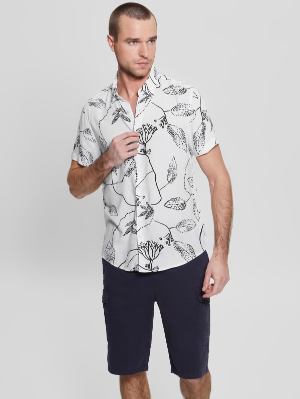Eco Rayon Stencil Flower Shirt GUESS