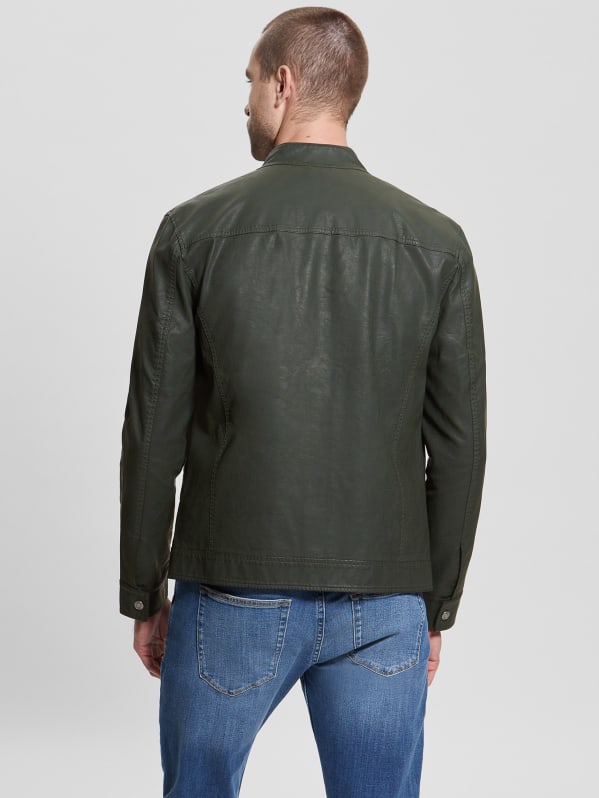 Guess green hotsell leather jacket