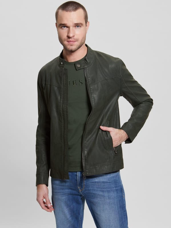 Guess faux on sale leather moto jacket