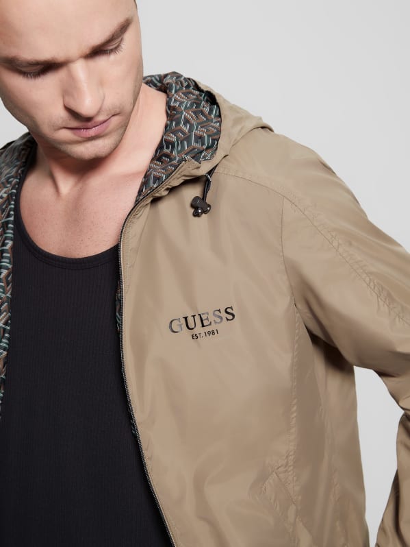 Guess hooded logo windbreaker store
