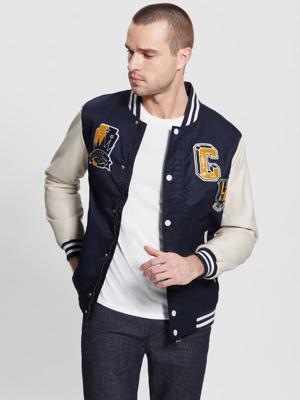 Guess varsity jacket mens shop