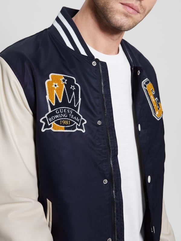 Guess varsity jacket mens discount