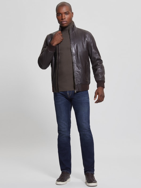 Guess leather jacket mens top