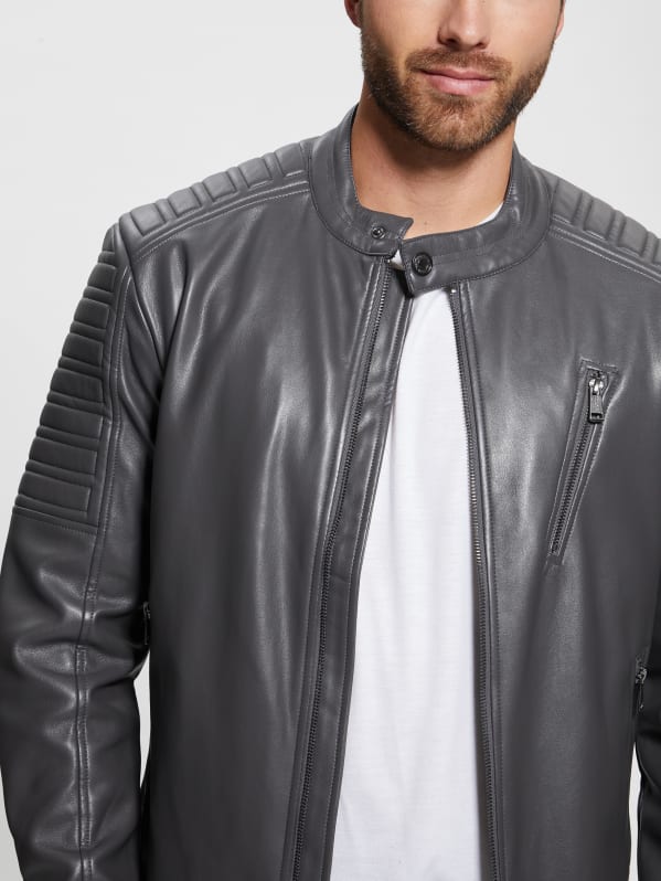 Faux Leather Biker Jacket GUESS Canada