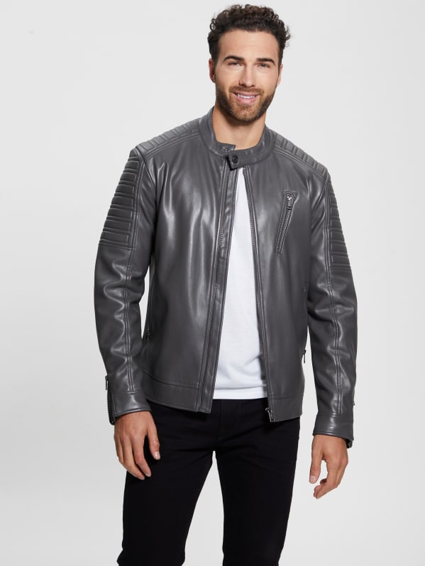 Faux Leather Biker Jacket GUESS Canada