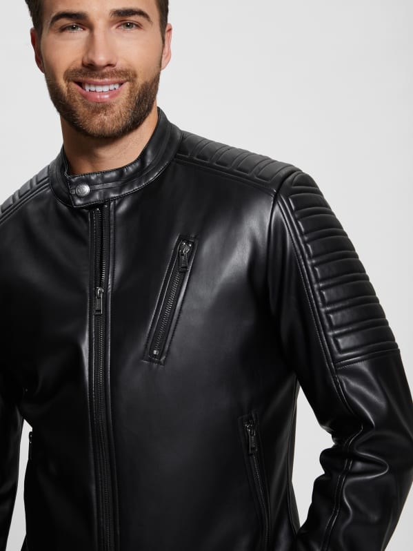 Faux Leather Biker Jacket GUESS