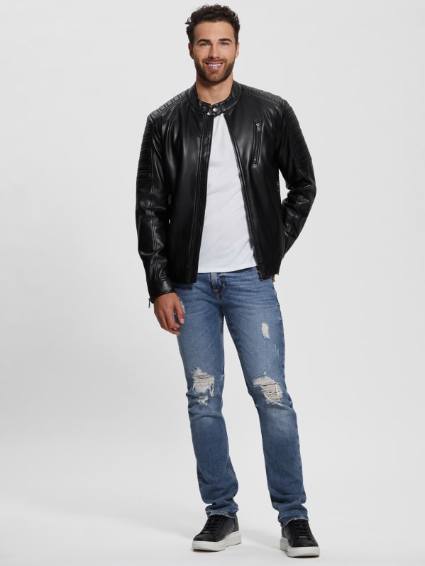 Faux Leather Biker Jacket GUESS